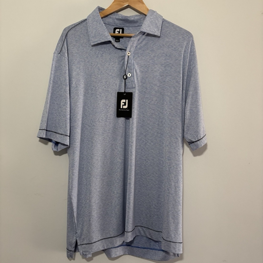 FootJoy Lisle Space Microstripe‎ Polo Shirt Strips Men's XL Golf Sleeve Logo NWT